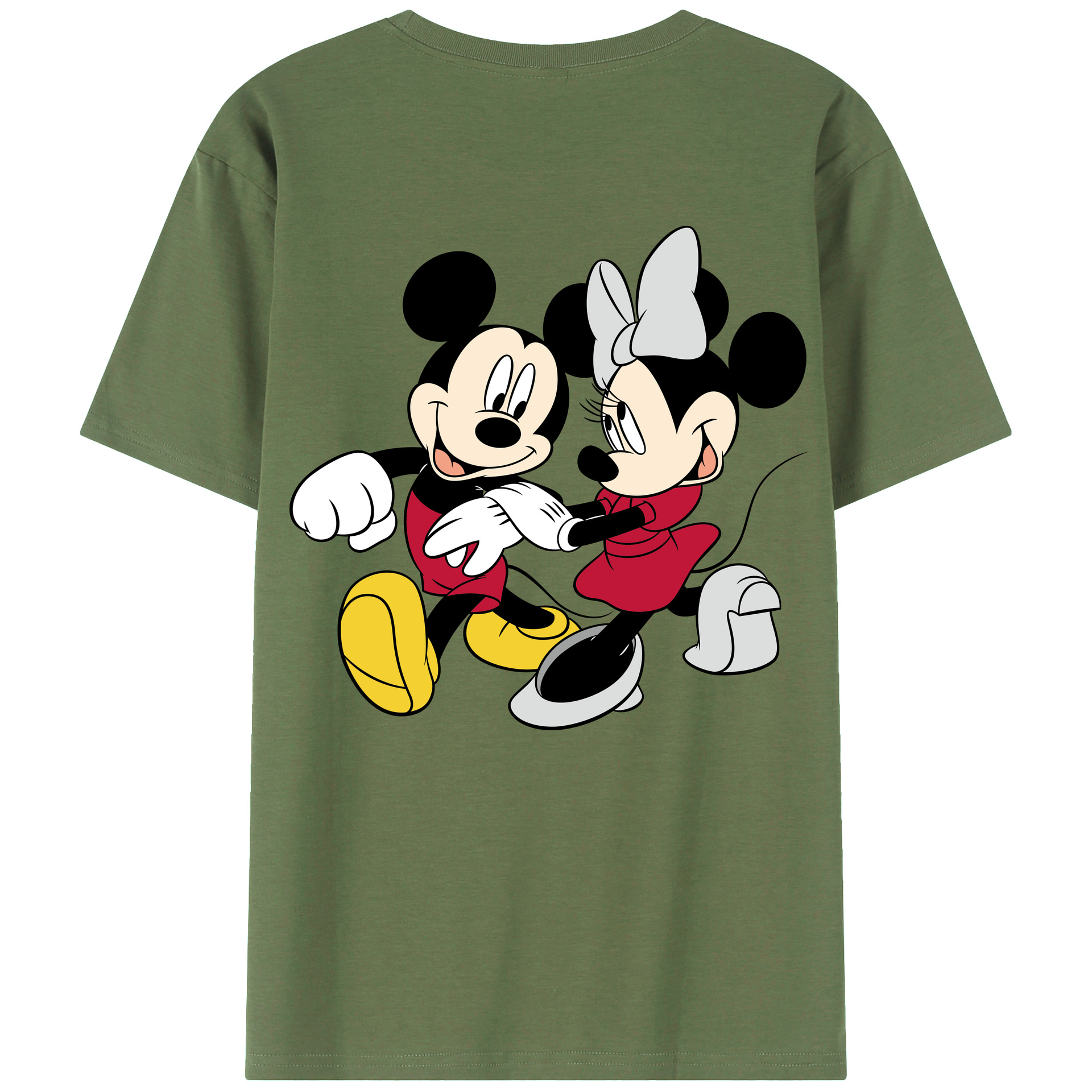 ミッキーマウス Mickey Mouse 綿100％ メンズ半袖Tシャツ（バックプリント） 通気性